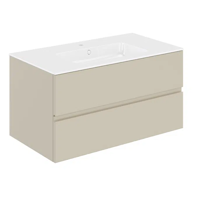 MOD 100,5 cm 2-drawer cabinet & glossy washbasin