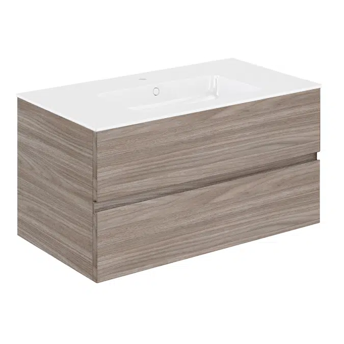 MOD 100,5 cm 2-drawer cabinet & glossy washbasin