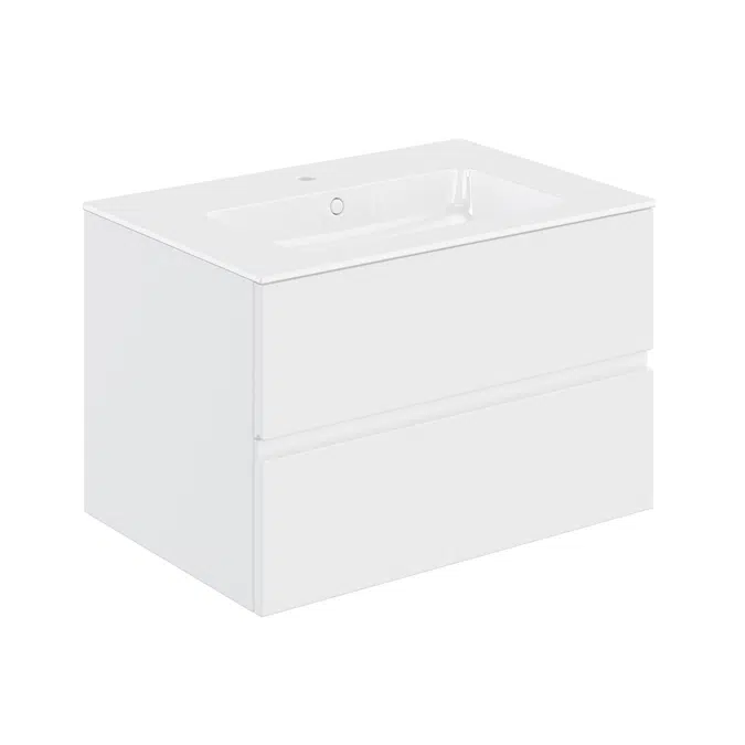 MOD 80,5 cm 2-drawer cabinet & glossy washbasin