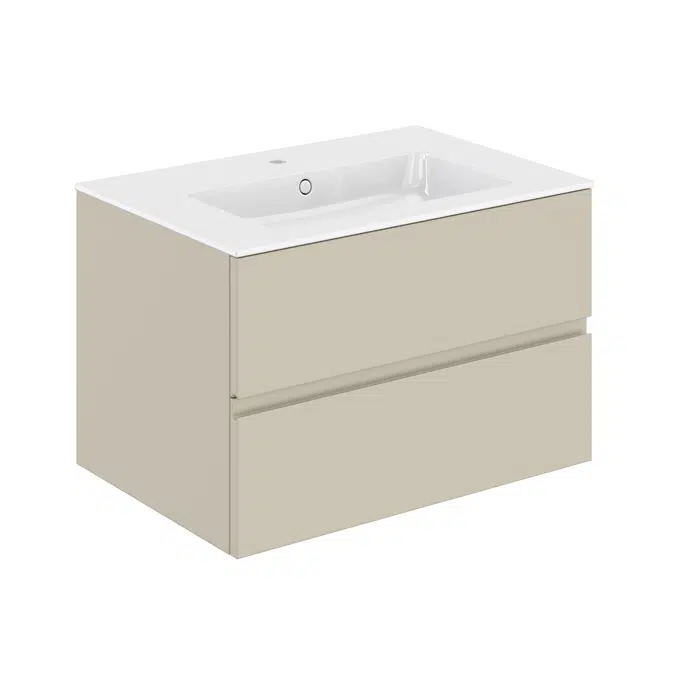 MOD 80,5 cm 2-drawer cabinet & glossy washbasin