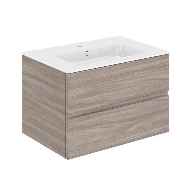 MOD 80,5 cm 2-drawer cabinet & glossy washbasin