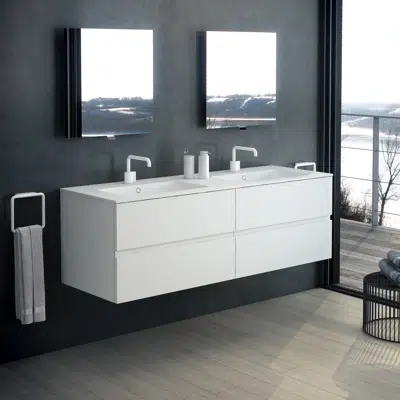 Image for MOD 160,5 cm 4-drawers cabinet with glossy double sinked washbasin