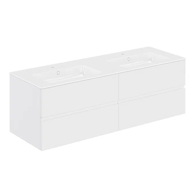 MOD 160,5 cm 4-drawers cabinet with glossy double sinked washbasin