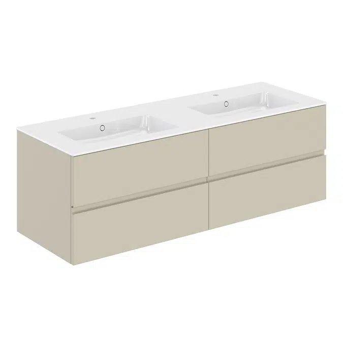 MOD 160,5 cm 4-drawers cabinet with glossy double sinked washbasin