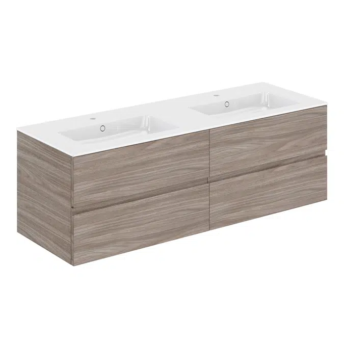 MOD 160,5 cm 4-drawers cabinet with glossy double sinked washbasin