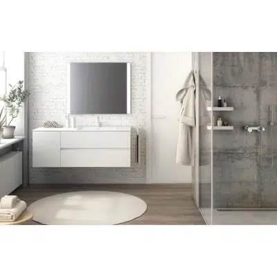 Image for MOD140 cm 2-drawers & 1 door cabinet with glossy right-sink washbasin