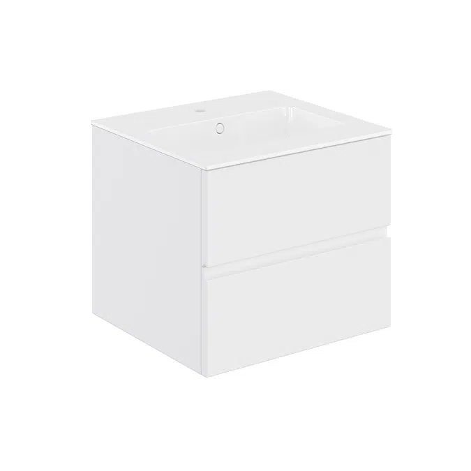 MOD 60,5 cm 2-drawer cabinet & glossy washbasin