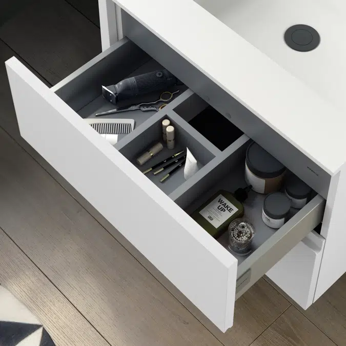 MOD 60,5 cm 2-drawer cabinet & glossy washbasin