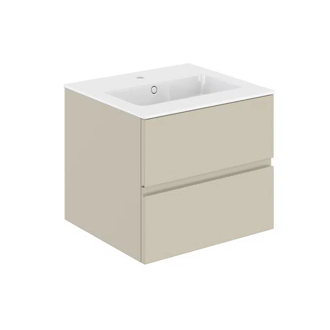 MOD 60,5 cm 2-drawer cabinet & glossy washbasin