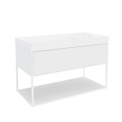 Image for THE GRID 100 cm washbasin with 1-drawer cabinet and auxiliary unit with sliding shelf