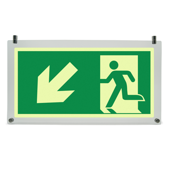 Emergency exit sign - arrow slanted down the left