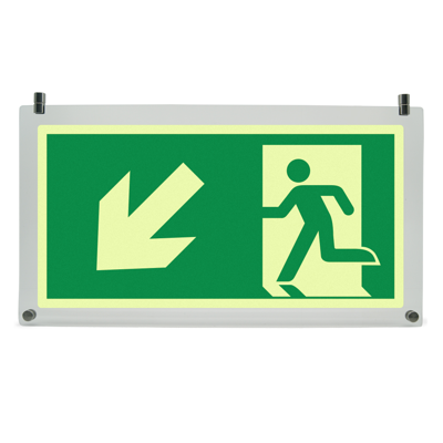 kuva kohteelle Emergency exit sign - arrow slanted down the left