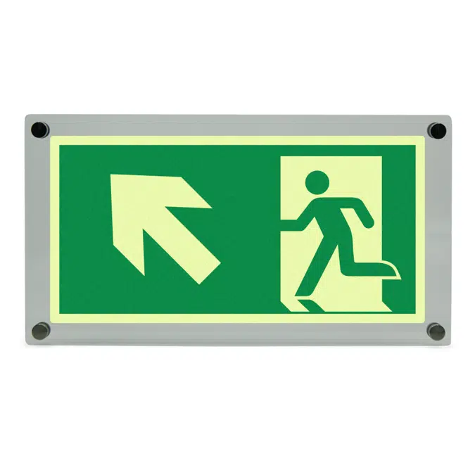 Emergency exit sign - arrow slanted up the left