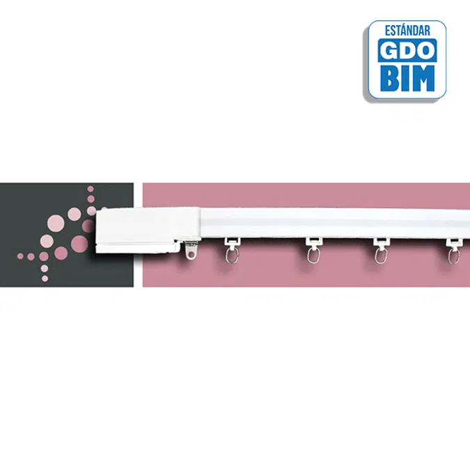 Curtain rail RM09 in curve with lateral linear extension