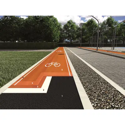 Cycle paths and pedestrian zones or urban areas based on synthetic resins 이미지