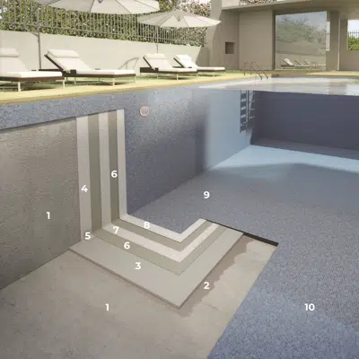 Image for Sistema para a impermeabilização e assentamento de pastilhas de vidro em piscina