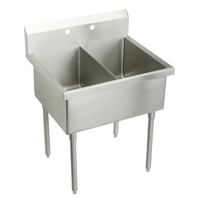 Elkay Sturdibilt Stainless Steel 39" x 27-1/2" x 14" Floor Mount, Double Compartment Scullery Sink