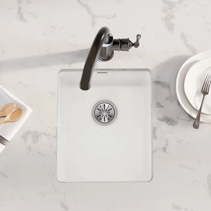 SWU1517WH Fireclay 16-7/16" x 18-15/16" x 9-1/16" Single Bowl Undermount Bar Sink