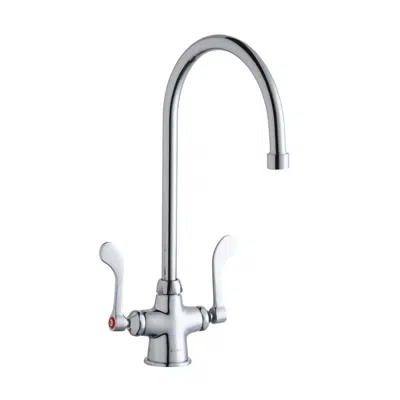 Image for Elkay Single Hole with Concealed Deck Faucet with 8" Gooseneck Spout 4" Wristblade Handles Chrome