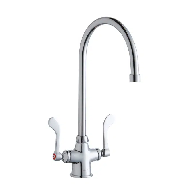 LK500GN08T4Elkay Single Hole with Concealed Deck Faucet with 8" Gooseneck Spout 4" Wristblade Handles Chrome