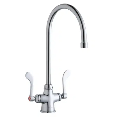 obraz dla LK500GN08T4 Elkay® Single Hole with Concealed Deck Faucet with 8" Gooseneck Spout 4" Wristblade Handles Chrome