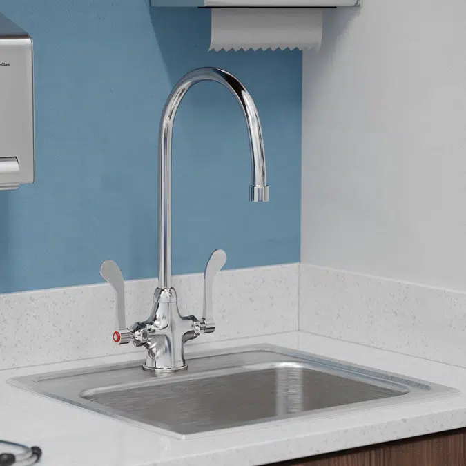 LK500GN08T4 Elkay® Single Hole with Concealed Deck Faucet with 8" Gooseneck Spout 4" Wristblade Handles Chrome