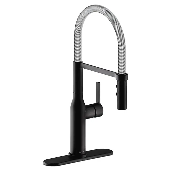 LKAV1061MBCR Elkay Avado® Single Hole Kitchen Faucet with Semi-professional Spout and Forward Only Lever Handle Matte Black and Chrome