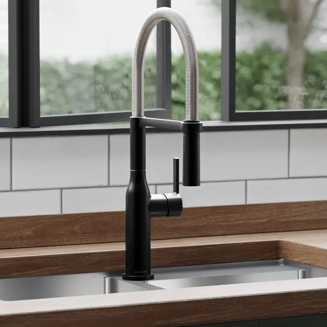 LKAV1061MBCR Elkay Avado® Single Hole Kitchen Faucet with Semi-professional Spout and Forward Only Lever Handle Matte Black and Chrome