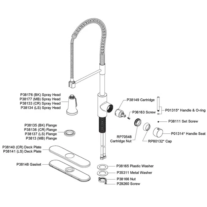 LKAV2061CR_LS_BKCP_MBCR Avado® Single Hole Kitchen Faucet with Semi-professional Spout and Lever Handle