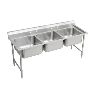 RNSF83544 Elkay Rigidbilt® Stainless Steel 67-1/4" x 29-3/4" x 12-3/4" Floor Mount Triple Compartment Scullery Sink için görüntü