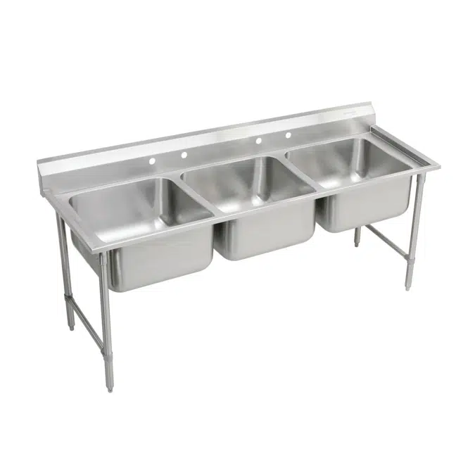 RNSF83544 Elkay Rigidbilt® Stainless Steel 67-1/4" x 29-3/4" x 12-3/4" Floor Mount Triple Compartment Scullery Sink