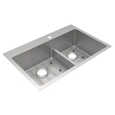 Image for ECTSRAO33229BG1_4 Ferguson Exclusive Crosstown® 33" x 22" x 9" Stainless Steel Double Bowl Dual Mount Sink Kit w/ Aqua Divide