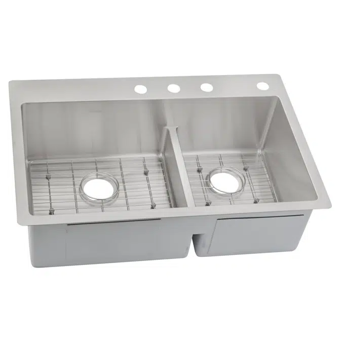 ECTSRAO33229BG1_4 Ferguson Exclusive Crosstown® 33" x 22" x 9" Stainless Steel Double Bowl Dual Mount Sink Kit w/ Aqua Divide