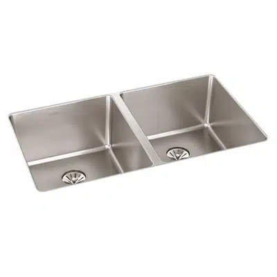 Image pour ELUHH3118TPD Lustertone Iconix® 16 Gauge Stainless Steel, 32-3/4" x 19-1/2" x 9" Double Bowl Undermount Sink with Perfect Drain®