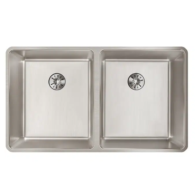 ELUHH3118TPD Lustertone Iconix® 16 Gauge Stainless Steel, 32-3/4" x 19-1/2" x 9" Double Bowl Undermount Sink with Perfect Drain®