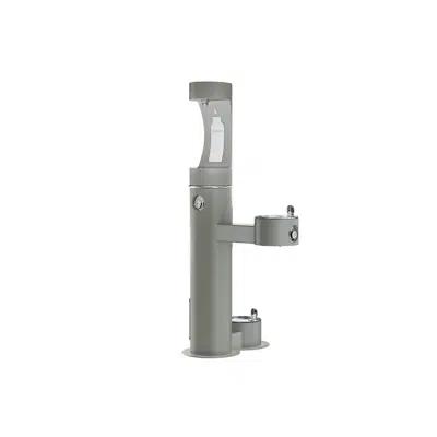 Image for Elkay Outdoor ezH2O Upper Bottle Filling Station Bi-Level, Pedestal with Pet Station Non-Filtered Non-Refrigerated Gray