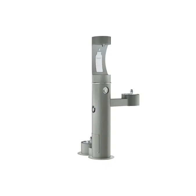 LK4420BF1UDBGRY Elkay Outdoor ezH2O®  Upper Bottle Filling Station Bi-Level Pedestal with Pet Station Non-Filtered Non-Refrigerated Gray