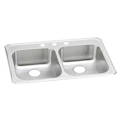 изображение для GECR33211_4 Celebrity® Stainless Steel 33" x 21-1/4" x 5-3/8" Equal Double Bowl Drop-in Sink