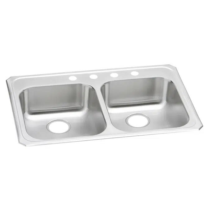 GECR33211_4 Celebrity® Stainless Steel 33" x 21-1/4" x 5-3/8" Equal Double Bowl Drop-in Sink