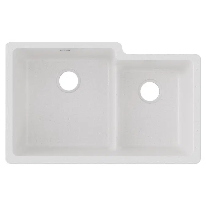 ELGULBO3322WH0 Elkay Quartz Classic® 33" x 20-1/2" x 9-1/2" Offset 60/40 Double Bowl Undermount Sink with Aqua Divide White