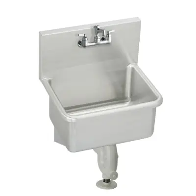 ESSB2520C Elkay Stainless Steel 25" x 19-1/2" x 12 Wall Hung Service Sink Kit w/Faucet w/3" Bucket Hook Spout and P-trap 的圖片