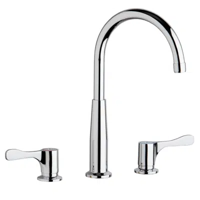 imazhi i LKD232SBH5C 8" Centerset Concealed Deck Mount Faucet with Gooseneck Spout and 4" Lever Handles + Stop Chrome