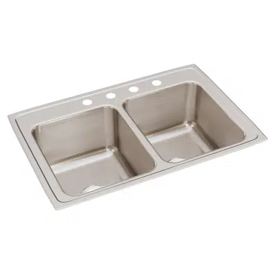 Image for DLR3322121_5_MR2 Lustertone® Classic Stainless Steel 33" x 22" x 12-1/8" Equal Double Bowl Drop-in Sink