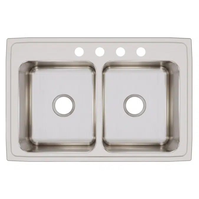 DLR3322121_5_MR2 Lustertone® Classic Stainless Steel 33" x 22" x 12-1/8" Equal Double Bowl Drop-in Sink
