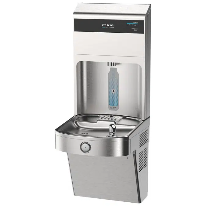 LVRC8WSPRO-UV Elkay Pro Filtration® Vandal-Resistant Connected Bottle Filling Station&Sgl ADA Cooler Refrig Ultra-Cap Lead+UV Prtc SS