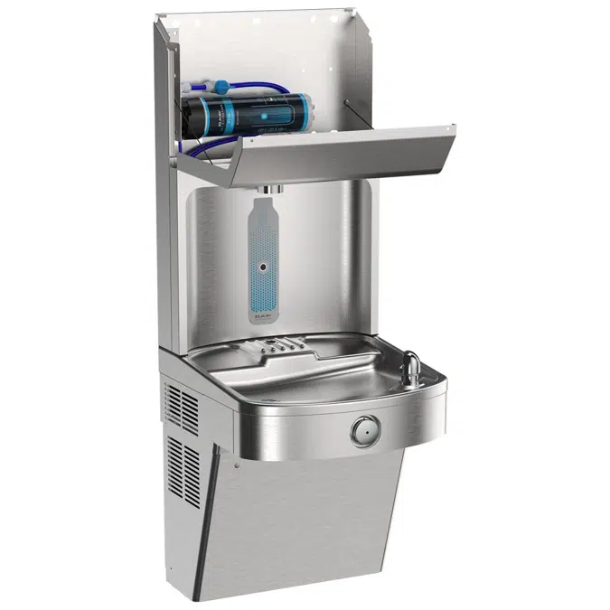 LVRC8WSPRO-UV Elkay Pro Filtration® Vandal-Resistant Connected Bottle Filling Station&Sgl ADA Cooler Refrig Ultra-Cap Lead+UV Prtc SS