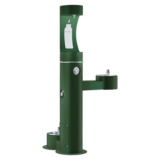 LK4420BF1UDBEVG_BLU_BLK_GRY Outdoor ezH2O®  Upper Bottle Filling Station Bi-Level Pedestal with Pet Station Non-Filtered Non-Refrigerated