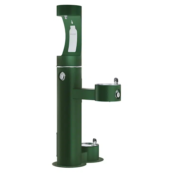 LK4420BF1UDBEVG_BLU_BLK_GRY Outdoor ezH2O®  Upper Bottle Filling Station Bi-Level Pedestal with Pet Station Non-Filtered Non-Refrigerated