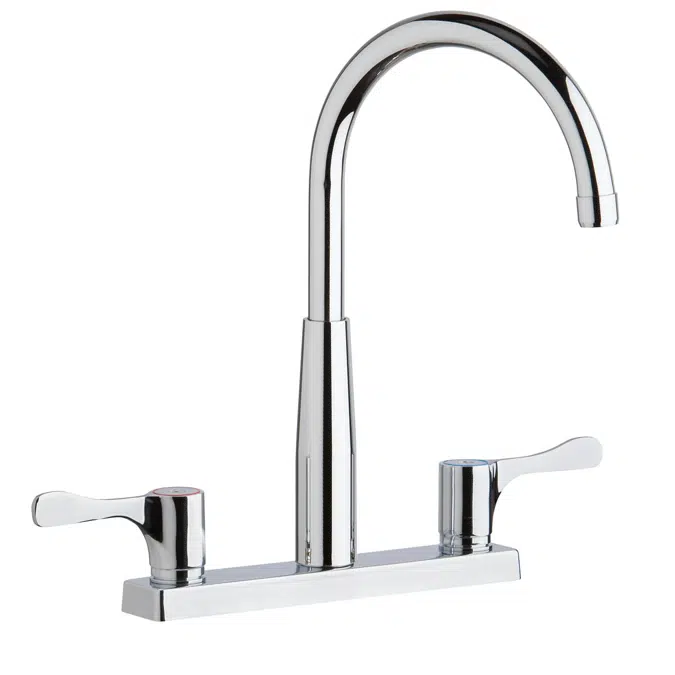 LKD2423BHCElkay 8" Centerset Exposed Deck Mount Faucet with Gooseneck Spout and 4" Lever Handles Chrome