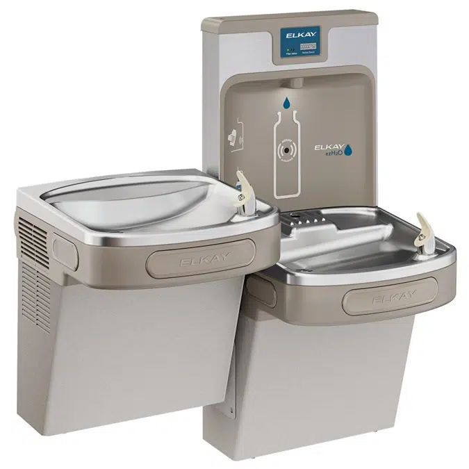 LZSTL8WSLK Elkay ezH2O Bottle Filling Station & Versatile Bi-Level ADA Cooler, Filtered Refrigerated Light Gray